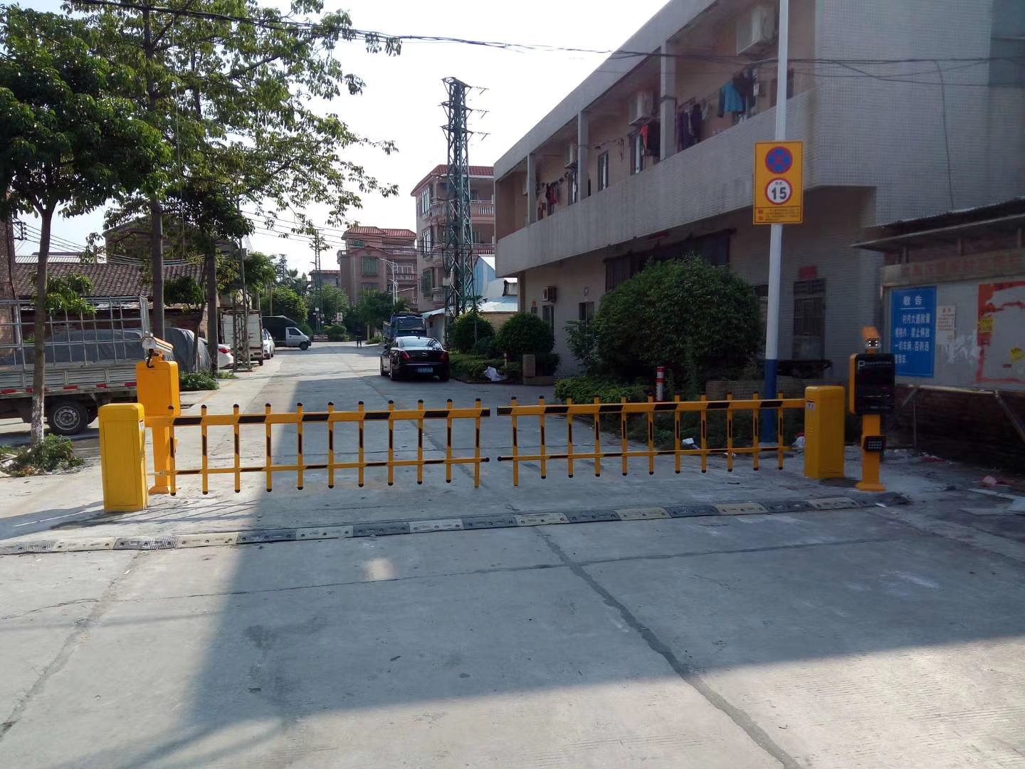 启功 双开栅栏道闸 车牌识别停车场收费系统道闸机 平移门 智能人脸