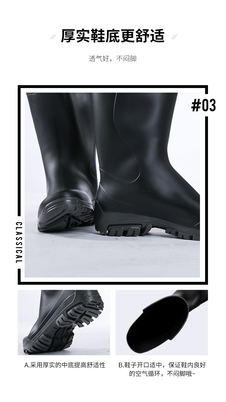 迪卡侬 雨鞋 中筒 聚氯乙烯 35-36码 黑色_迪卡侬