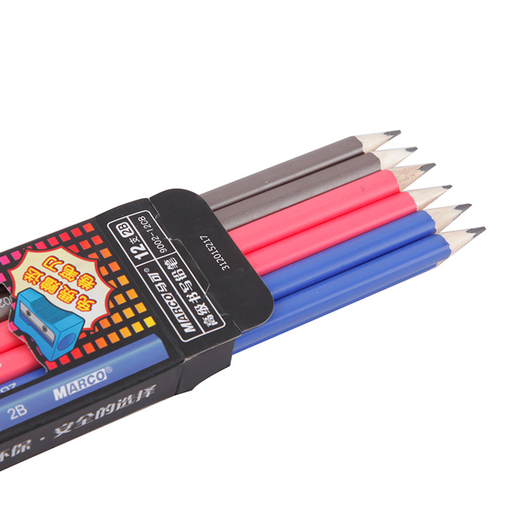 马可(marco)9002-12cb高级书写铅笔 2b 12支盒装 混色切光_马可(marco