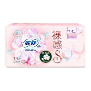 苏菲 裸感s贵族纯棉迷你日用卫生巾/护垫 175mm 14片_苏菲